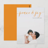 Modern Christmas Peace Photo (oranje achterkant) Briefkaart (Voorkant / Achterkant)