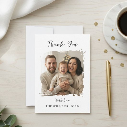 Modern Christmas Photo Card Template, Minimal Kaart