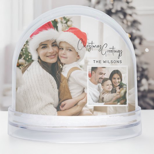 Modern Christmas Photo Card with Inset Snow Globe Sneeuwbol