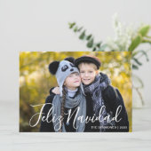 Modern Christmas Photo Feliz Navidad Plaid Feestdagenkaart (Staand voorkant)