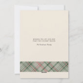 Modern Christmas Photo Sage Green Tartan Plaid Feestdagenkaart (Achterkant)