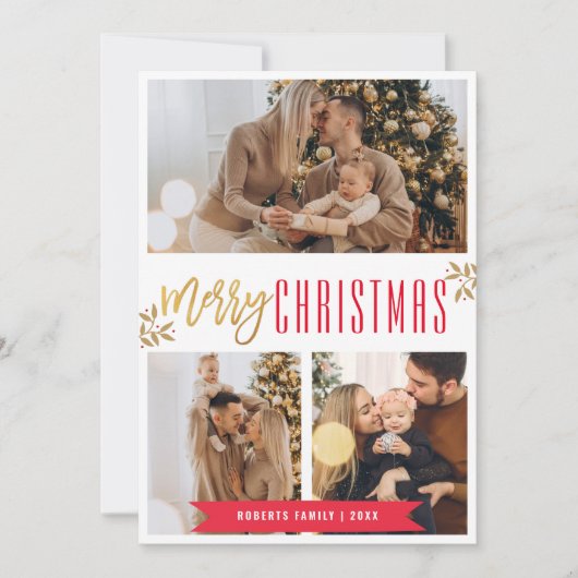 Modern Christmas Photo Trendy Feestdagenkaart (Voorkant)