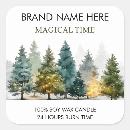 Modern Christmas Pine Trees Candle Label (Voorkant)