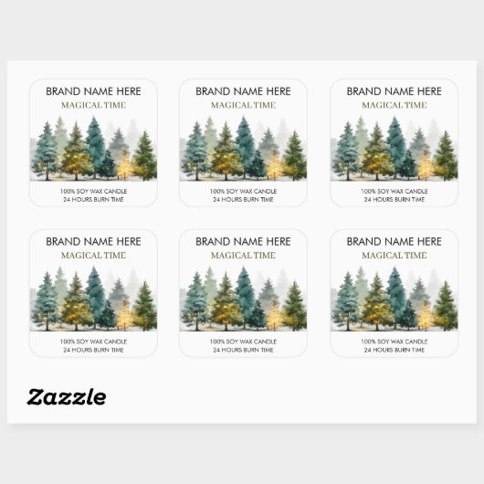 Modern Christmas Pine Trees Candle Label (Vel)