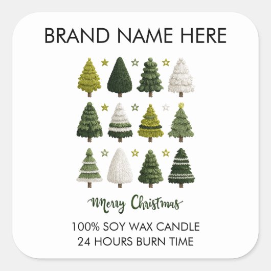 Modern Christmas Pine Trees Candle Labels (Voorkant)