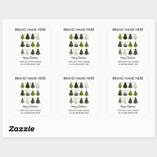 Modern Christmas Pine Trees Candle Labels (Vel)