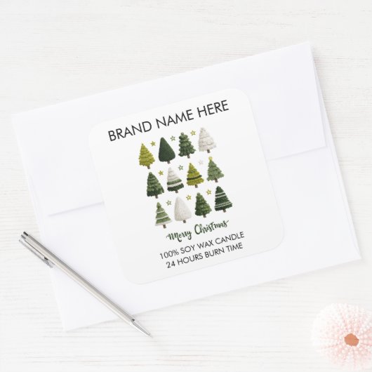 Modern Christmas Pine Trees Candle Labels (Envelop)