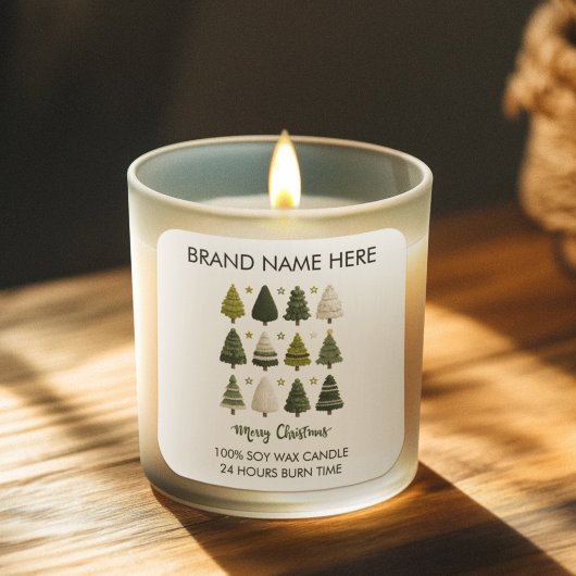 Modern Christmas Pine Trees Candle Labels