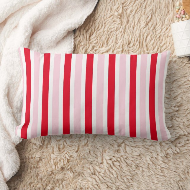 Modern Christmas Pink Red Stripes Kussen (Deken)