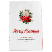 Modern Christmas Poinsettia Editable Gift Bags Medium Cadeauzakje (Voorkant)