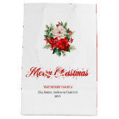 Modern Christmas Poinsettia Editable Gift Bags Medium Cadeauzakje (Achterkant)
