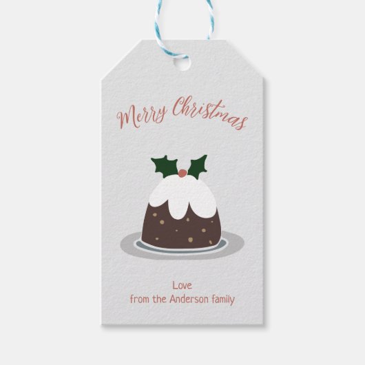 Modern Christmas Pudding Christmas Label Cadeaulabel (Voorkant)