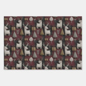 Modern Christmas Reindeer Red And Gold Pattern Inpakpapier Vel (Voorkant 2)