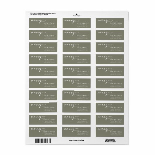 Modern Christmas Return Address Label (Full Sheet)