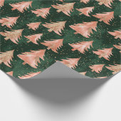 Modern Christmas Roos Gold & Forest Green Glitter Cadeaupapier (Hoek)