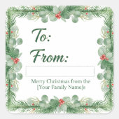 Modern Christmas Round Gift Sticker  (Voorkant)
