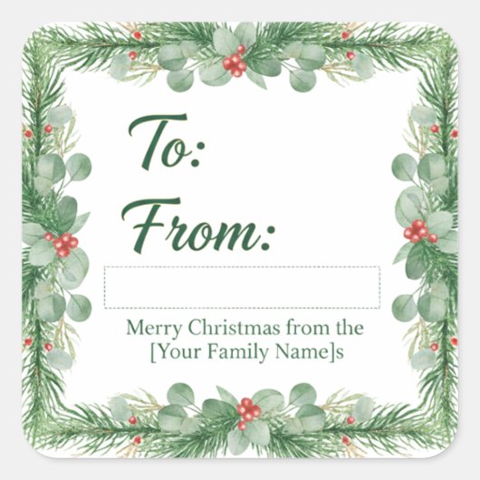 Modern Christmas Round Gift Sticker  (Voorkant)