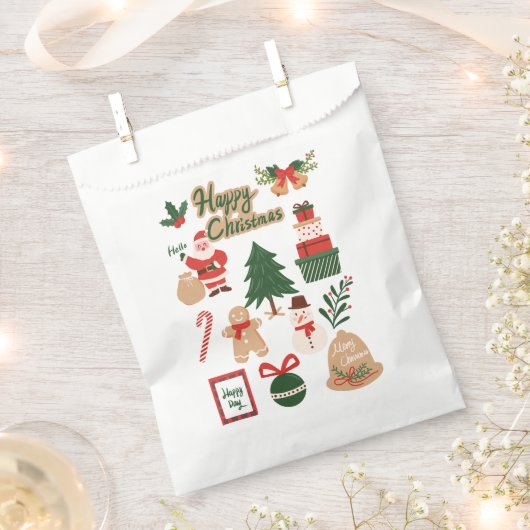 Modern Christmas Santa and Gingerbread Pattern Bedankzakje (Geknipt)