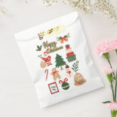 Modern Christmas Santa and Gingerbread Pattern Bedankzakje (Gezegeld)