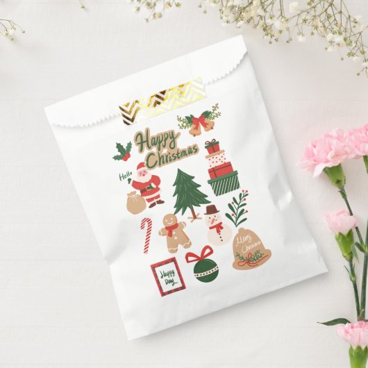 Modern Christmas Santa and Gingerbread Pattern Bedankzakje (Gezegeld)