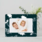 Modern Christmas Silver Botanicals  Folie Feestdagenkaart (Staand Voorkant)