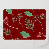 Modern Christmas Silver Botanicals  Folie Feestdagenkaart (Achterkant)