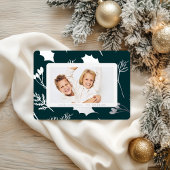 Modern Christmas Silver Botanicals  Folie Feestdagenkaart