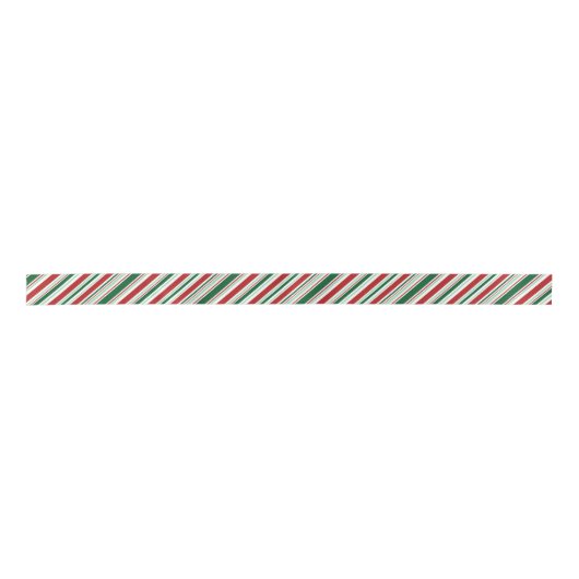 Modern Christmas Snoep Stripes Rood, Groen, Wit Satijnen Lint (Voorkant)