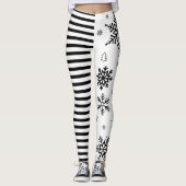 Modern Christmas Snowflake & Stripe Holiday Leggings (Voorkant)