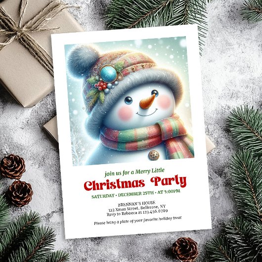 Modern Christmas snowman editable holiday invite  Kaart