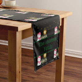 Modern Christmas Snowman Pattern  naam Korte Tafelloper