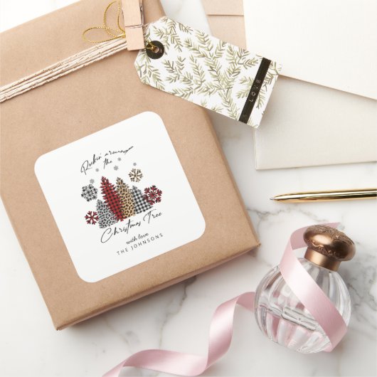 Modern Christmas Sticker – Trees & Snowflakes (Geschenken)