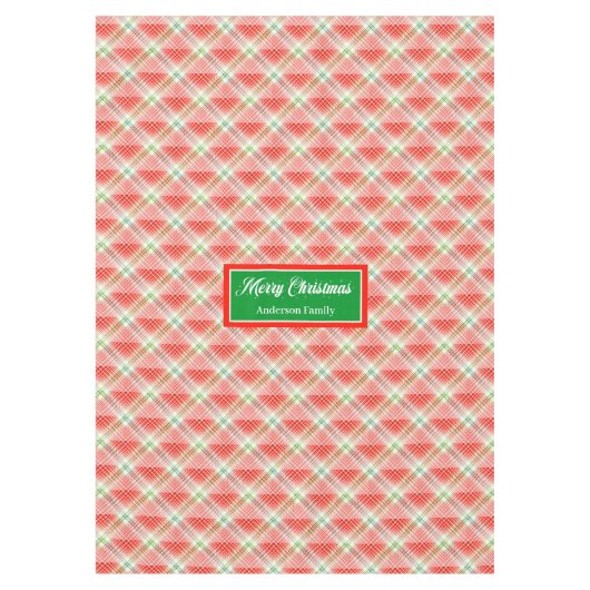 Modern Christmas Tablecloth Monogram Plaid Accent Tafelkleed (Voorkant)