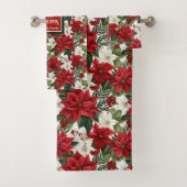 Modern Christmas Towels Custom Name Floral Touch Bad Handdoek (Insitu)