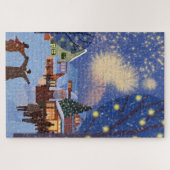 Modern Christmas Town in Snow Art Christmas Legpuzzel (Horizontaal)