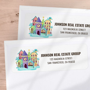 Modern Christmas Town Village Holiday Christmas Etiket