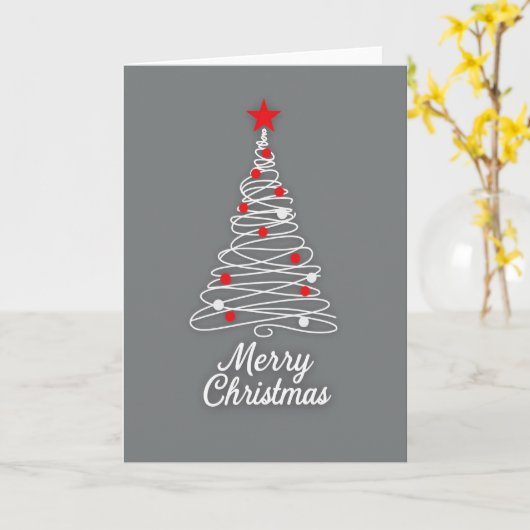Modern Christmas Tree Card Kaart (Gele Bloem)