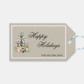 Modern Christmas Tree Gift Bag Cadeaulabel (Voorkant (Horizontaal))