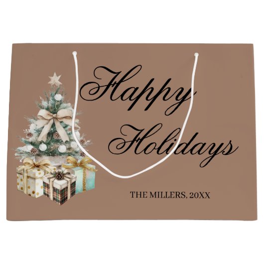 Modern Christmas Tree Gift Bag Groot Cadeauzakje (Voorkant)