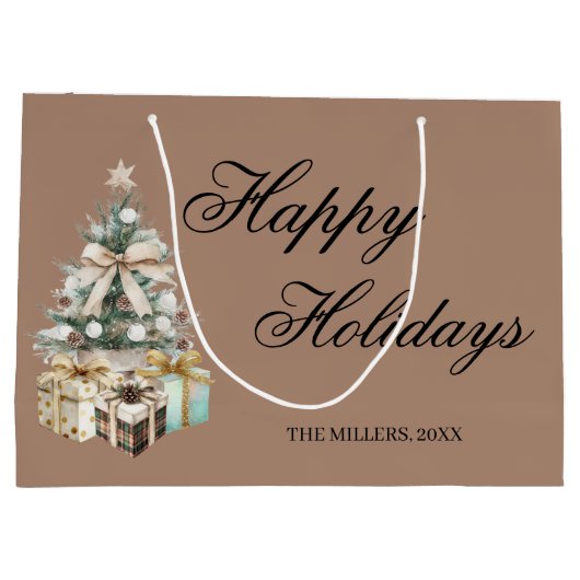 Modern Christmas Tree Gift Bag Groot Cadeauzakje (Achterkant)