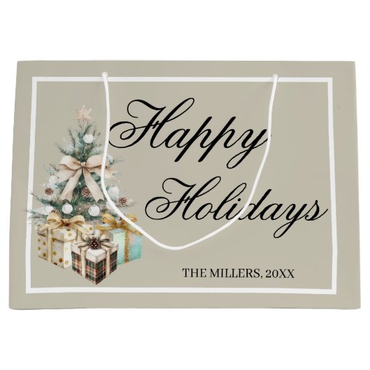 Modern Christmas Tree Gift Bag Groot Cadeauzakje (Voorkant)