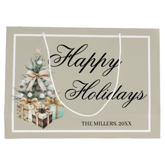 Modern Christmas Tree Gift Bag Groot Cadeauzakje (Achterkant)