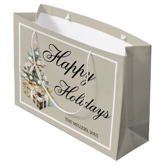 Modern Christmas Tree Gift Bag Groot Cadeauzakje (Achterkant Gekanteld)