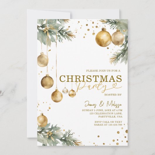 Modern Christmas Tree Gold Ornamenten Feestelijk F Kaart (Voorkant)