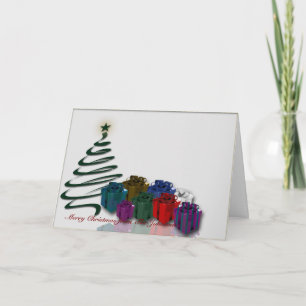 Modern Christmas Tree Graphic met lichte Cadeaus Feestdagen Kaart