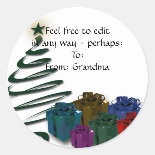 Modern Christmas Tree Graphic met lichte Cadeaus Ronde Sticker (Voorkant)