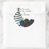 Modern Christmas Tree Graphic met lichte Cadeaus Ronde Sticker (Tas)