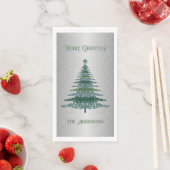 Modern Christmas Tree Green Silver Naam Ornamenten Servet (Insitu)