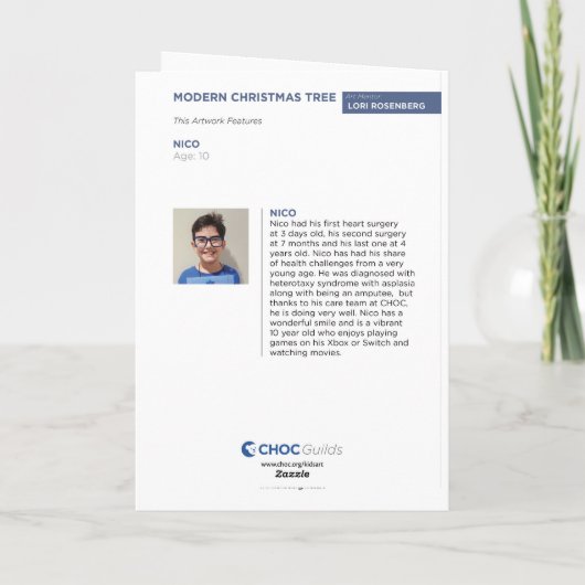 Modern Christmas Tree - KidsArt for CHOC Kaart (Achterkant)