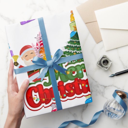 Modern Christmas Tree Painting Colorful Cadeaupapier (Geschenken)